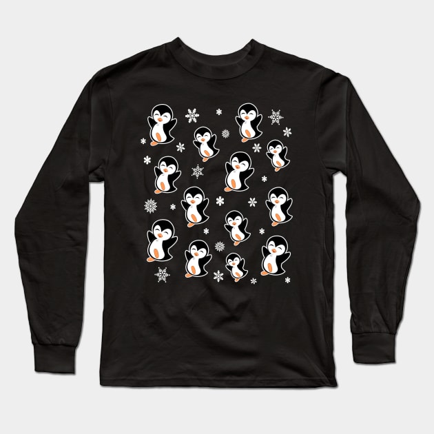 Cute Penguins and Snowflakes Long Sleeve T-Shirt by LunaMay